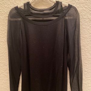 Black Sweater with Sheer Sleeves
